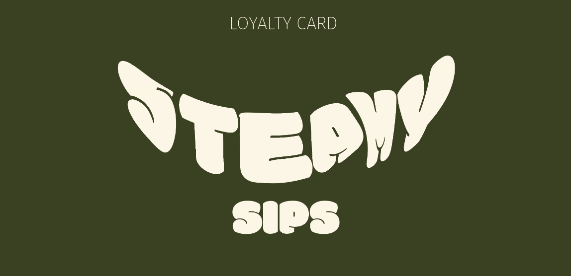 Steamy Sips loyalty card — front